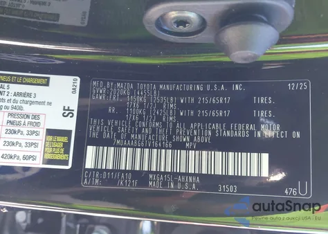 2026 Toyota Corolla Cross L z USA, uszkodzony, nr VIN 7MUAAABG6TV164166